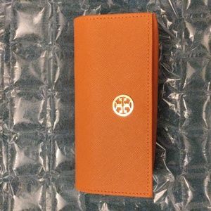 Tory Burch Glasses Cases (two) Orange with Gold Logo